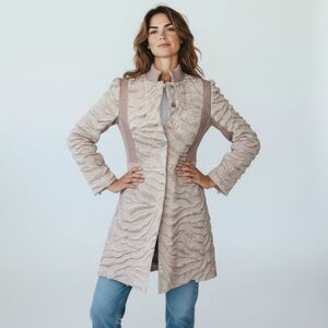 Rebecca Taylor Victorian Cream Pink Faux Fur Coat - Small